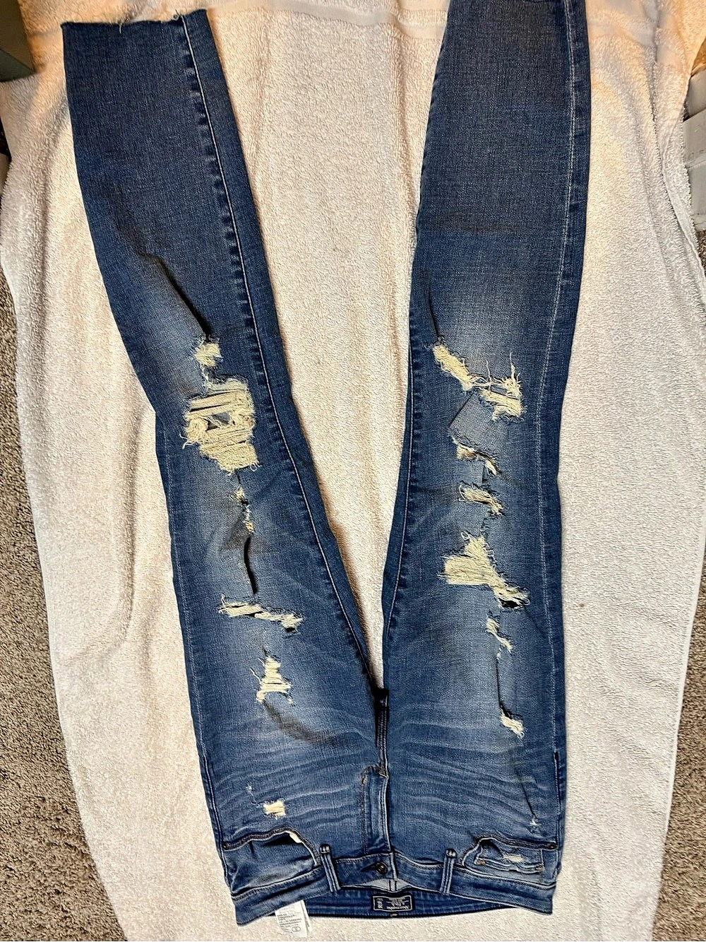 Abercrombie & Fitch Curve Love High Rise Super Skinny Jeans Distressed Blue